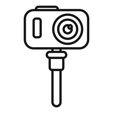 Bir olayı kaydetmek için monopod kullanan bir eylem kamerasının satır simgesi