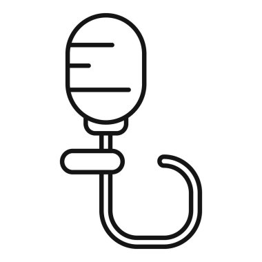 Kolon temizleme için plastik şırınga kullanan bir tıbbi lavmanın çizgi çizimi.