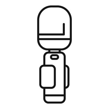 Podcastları ve yayınları kaydetmek için pop filtresi olan modern bir mikrofonun doğrusal simgesi