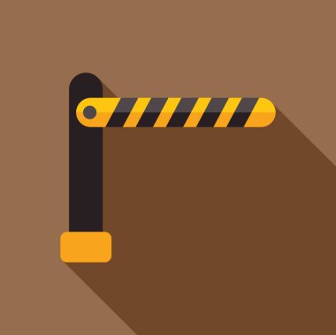 Sarı ve siyah trafik bariyeri kapatılıyor, kahverengi arka planda izole ediliyor