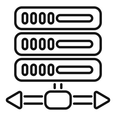 Bir veri sunucusunun bir aktarım simgesi üzerinden bilgi alan ve gönderen satır resim simgesi