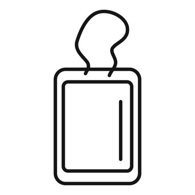 Dikdörtgen şeklinde plastik bir kimlik kartının çizgi resim simgesi