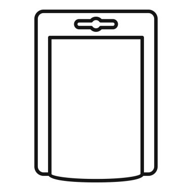 Basit siyah-beyaz çizgili sanat eseri perakende satışı için asılı boş bir ürün paketini gösteriyor