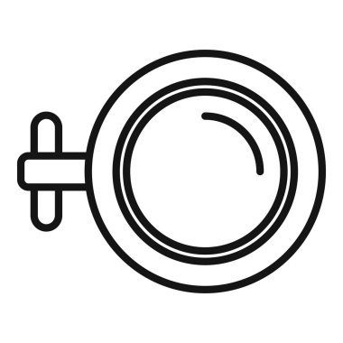 Açık konumu gösteren yuvarlak bir pencere panjurunun basit çizimi