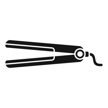 Saç düzleştiricisinin siyah silueti, kuaförler tarafından saç düzleştirmek için kullanılan bir alet.