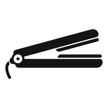 Saç düzleştiricisinin siyah silueti, kuaförlerin kuaförlük için kullandığı bir alet.