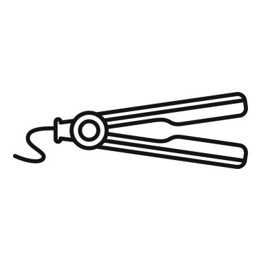 Web tasarımı için beyaz arkaplanda izole edilmiş modaya uygun dış hat biçiminde saç düzleştirici simgesi