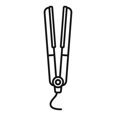 Saç düzleştiricisinin basit çizgi simgesi, kuaförler tarafından saç düzleştirmek için kullanılan bir araç