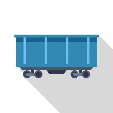 Mavi yük vagonu vagonu beyaz arka planda mal ikonu dağıtıyor.