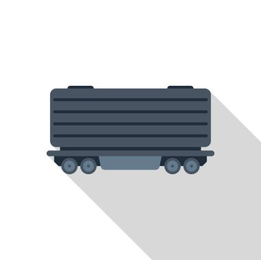 Yük vagonu, uzun gölgeli düz ikon boyunca mal taşıyor.