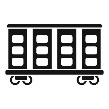 Beyaz arka planda demiryolu üzerinde duran kapalı kapılı bir yük vagonunun siyah silüeti.