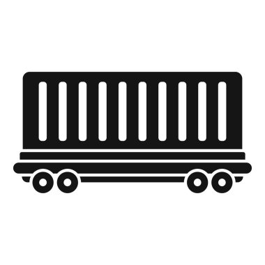 Bir tren kargo konteynırının siyah silueti. Malları ülkeye taşıyor.