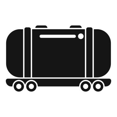 Beyaz arka planda petrol ürünleri taşıyan bir demiryolu tankının siyah simgesi