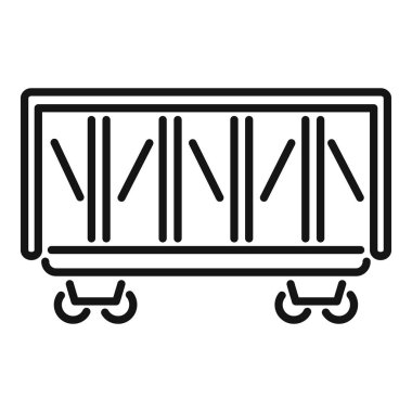 Taşıma konteynırı taşıyan bir yük vagonunun basit simgesi, demiryolu nakliye konseptini temsil ediyor.