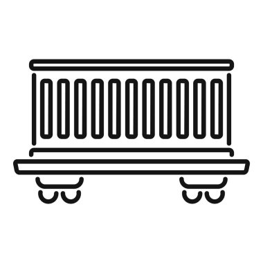 Demiryolu hattında duran yük vagonu beyaz arka planda izole edilmiş bir ikon.