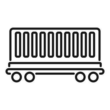 Tren peronunda taşınan bir kargo konteynırının basit çizgi simgesi