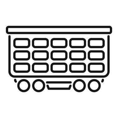 Raylarda hareket eden kömür dolu bir maden arabasının simgesi.