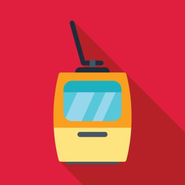 Kırmızı arka planda hareket eden sarı tramvay, şehir taşımacılığı kavramı