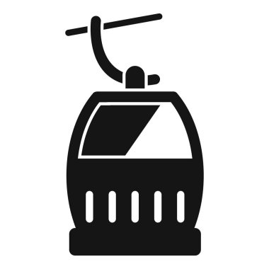 Bir halatın üzerinde asılı füniküler bir kulübenin siyah silueti, dağdaki turistleri taşıyordu.