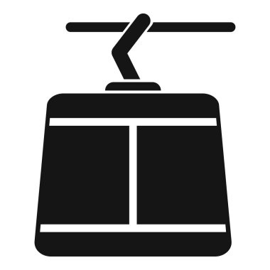 Füniküler bir kulübenin siyah silueti kayakçıları karlı bir dağın tepesine çıkarıyor.