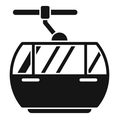 Kablo taşıma sisteminde yukarı doğru hareket eden füniküler bir kabinin siyah siluet simgesi