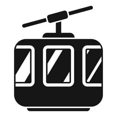 Füniküler bir kulübenin siyah silueti yükseliyor. Turizm ve seyahat endüstrisi için mükemmel bir simge.