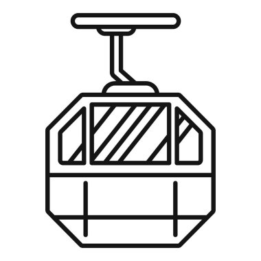 Kablodan sarkan bir teleferik kabininin taslak biçimi simgesi yukarı doğru hareket ediyor
