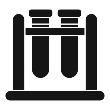 Tahta bir rafta duran iki test tüpü, basit siyah beyaz simge.