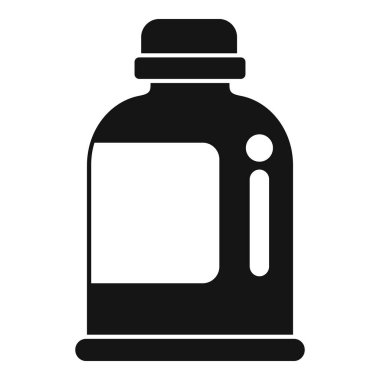 Deterjan, temizlik ürünü ya da diğer kimyasallar için etiketi olan basit siyah bir şişe simgesi.