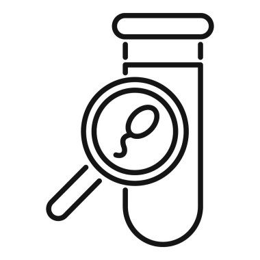 Bir laboratuvar ortamında incelenen sperm hücresinin çizgi simgesi, doğurganlık araştırmasını vurguluyor