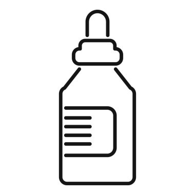 İlaç veya kozmetik ürünlerini temsil etmek için uygun bir şişe indirme kapaklı basit bir çizgi simgesi