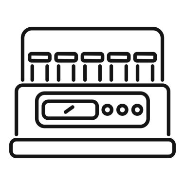 Laboratuvar ekipmanları bazı düğmeler ve küçük ekranlarla test tüplerini analiz ediyor.