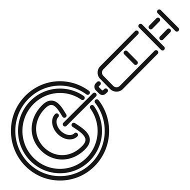 Mide aşısını temsil eden bir şırınganın basit siyah beyaz ikonu.