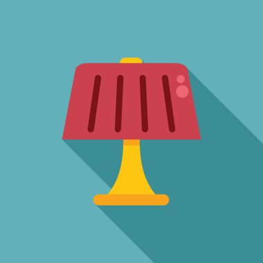 Kırmızı masa lambası duvarda uzun bir gölge bırakıyor. İç tasarım ve ev dekorasyonu için ideal.