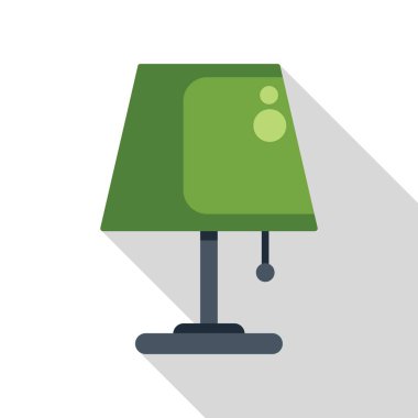 Yeşil masa lambası uzun gölgeyi yansıtıyor, masa lambasının minimalist çizimi