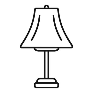 Masa lambasının basit taslak simgesi masanın üzerinde duruyor, iç tasarım kavramları için mükemmel.