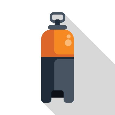 Düz stil oksijen tankı simgesi uzun gölgeli tüplü dalış ekipmanlarını gösteriyor