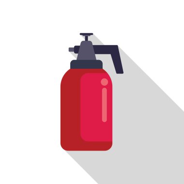 Kırmızı yangın söndürücü, beyaz arka planda uzun gölgeli dik duran bir ikon.