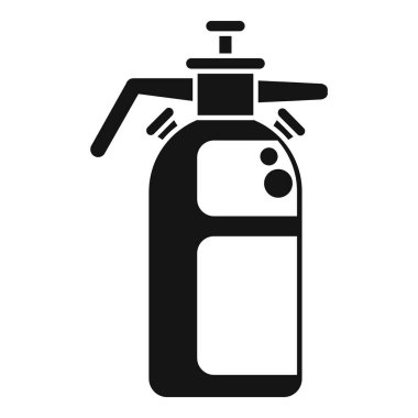 Bahçe işleri ve ev ihtiyaçları için klasik bir manuel pompa spreyinin siyah silueti.