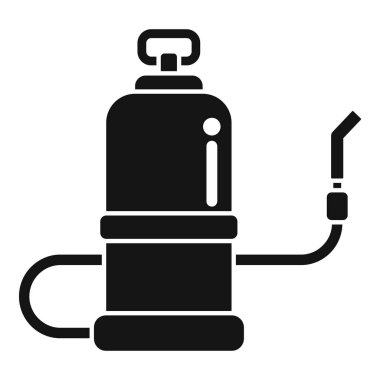 Gaz kaynaklama ve kesme meşalesinin basit bir simgesi, genellikle metal ve endüstriyel uygulamalarda kullanılır.