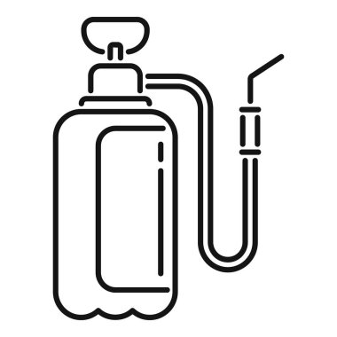 Bahçe işleri için kullanılan manuel pompa spreyinin siyah beyaz simgesi