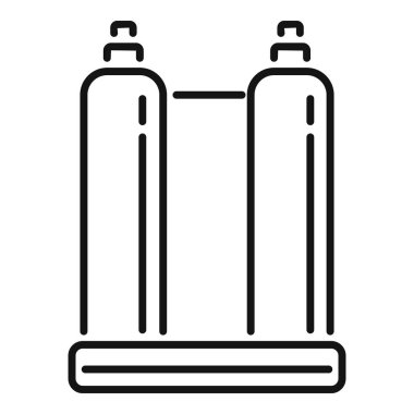 Çifte oksijen tankının basit siyah beyaz simgesi. Scuba dalışı ve sualtı dünyasını keşfetmek için gerekli ekipman.