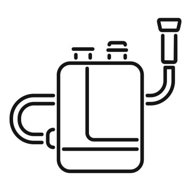 Bitki koruması için gübre ya da böcek ilacı kullanan bir bahçıvanın çizgi simgesi