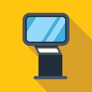 Sarı arkaplanda etkileşimli görüntüleme sağlayan bilgi kiosku ve ayrıntılar