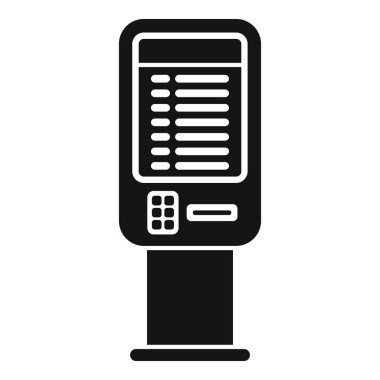 Beyaz arkaplanda duran kendi kendine ödeme terminalini düzenlemek için siyah glyph simgesi