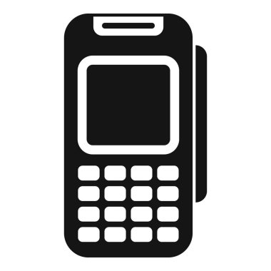 Pos terminalinin siyah siluet simgesi. Temassız ödeme kabul ediliyor.