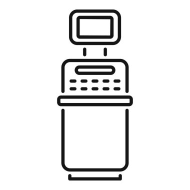 Bir ultrason makinesinin siyah-beyaz simgesi bir doktorun tıbbi teşhis koymasını bekliyor.