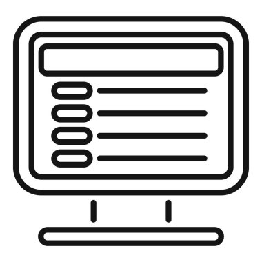 Bilgisayar ekranında doldurulan çoklu seçim anket formunun basit simgesi