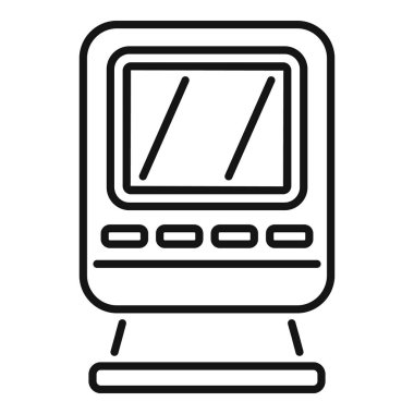 İstasyona varan yüksek hızlı bir trenin basit çizgi sanat simgesi