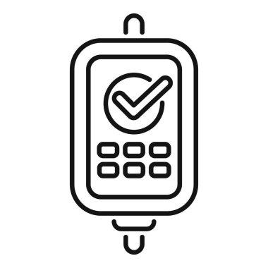 Onaylanmış aktarım simgesini gösteren cep telefonu, çevrimiçi konsept ödeme